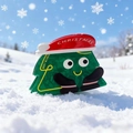Pinza per capelli a forma di albero di Natale con sorriso e cappello sulla neve - Forma dell'albero di Natale / Verde