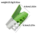 Detail showing dimensions and 25.9g weight of green striped acetate hair claw clip - Bright Green White Splicing Style
