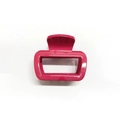 Hot pink soft silicone rectangle hair claw clip with cutout design for durable styling - 6.2cm / Red