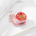 Pink and red snail-shaped acetate hair claw clip with colorful spiral cloud patterns - Medium / Red Snail
