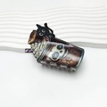 Halloween shark hair claw clip featuring black cat and skull drink cup design - Coffee Black Cat Cold Drink Style