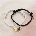 Braccialetti per coppia intrecciati a mano con farfalle magnetiche bianche e nere - combinazione bianco e nero