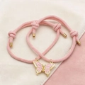 Bracciali per coppia a farfalla magnetica rosa intrecciati a mano con punte dorate regolabili - Rosa