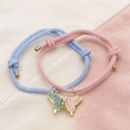 Pulseras trenzadas magnéticas de mariposa rosa y azul para parejas y mejores amigas - Cuadros Patchwork Rosa Azul