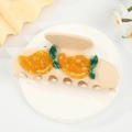 Elegant beige acetate hair claw clip featuring marble-textured mango fruit design - 9.8cm / Mango