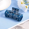 Pinza per capelli blu scuro con motivo paisley in resina lucida per acconciature eleganti - Blu navy
