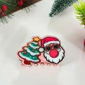 Pince à cheveux de Noël en acrylique rose avec motif Père Noël et sapin festif - Père Noël