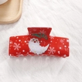 Grande pince à cheveux rouge de Noël avec motifs Père Noël et flocons de neige - Style Père Noël Barbe En Croissant (B24-5-5) / Rouge