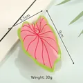 Detail view of pink leaf hair claw clip with size dimensions 9cm by 5.7cm shown - Pink