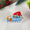 Christmas hair claw clip with colorful reindeer hat and gingerbread man accents - Gingerbread Man with Santa Hat