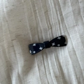 Elegante pinza per capelli a fiocco in acetato blu scuro con motivo floreale bianco - Blu Scuro Floreale Strass - Fermaglio a Fiocco