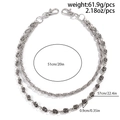 Silver double-layer cross pants chain with small roses and twisted curb chain links - Rose Style (02031) / Silver