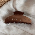 Brown bow hair claw clip with rhinestones and coffee-colored acetate finish - Rhinestone Flower / Large Coffee