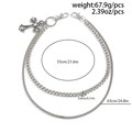 Double-layered silver punk waist chain with rhinestone cross pendant for jeans - Silver (02033)