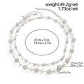 Set collana a doppio strato con perle e strass, catene da 47 cm e 51 cm di lunghezza - Design a doppio strato / Bianco Argento (06955)