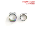 Rainbow plated stainless steel two-piece ring set including square signet and thin band - Square Signet And Thin Round Band Combination Style / Inner Diameter 1.9cm/1.7cm / Rainbow Gradient (03501)