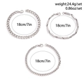 Set di 3 bracciali in acciaio inossidabile argento con maglia cubana e geometrica - Argento