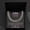 Collar de cadena cubana plateada pulida presentado en una caja de regalo negra con carta - Plateado (06257)