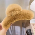 Grande pince à cheveux en peluche chameau 15cm barrette fourrure pour cheveux épais - Surdimensionné (15cm) / Café Clair