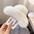 Pince à cheveux en fausse fourrure de lapin blanche de 13 cm pour coiffures d'hiver élégantes - Env. 13cm / Milky blanc