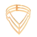 Bracciale rigido aperto a forma di V con design geometrico a tre strati minimalista - Oro