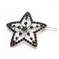 Fermaglio a stella con strass neri e base in lega d'argento su sfondo bianco puro - Fermaglio a Stella / Argento