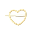 Close-up of minimalist hollow heart-shaped metal hair clip in matte gold finish - Heart Gold (H66)