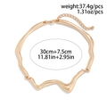 Polished gold liquid metal chocker necklace with irregular wave design and chain extender - Wave Choker Necklace / Gold Necklace (06408)
