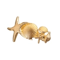 Golden sea star and shell hair clip with detailed metallic textures on white background - Gold Marine Life Combo (H54 Gold)