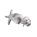 Macro shot of silver starfish and seashell hair clip with detailed metallic textures - Silver Marine Life Combo (H54 Silver)