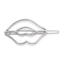 Minimalistische silberne hohle Haarklammer in Lippenform aus Metall auf weißem Hintergrund - Silber