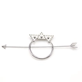 Vintage Silber Krone Haarnadel mit minimalistischem geometrischem Ring und Pfeil - Silber