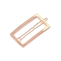 Close-up of rose gold minimalist hollow rectangular alloy hair clip with wave pin - Gold Rectangle Style