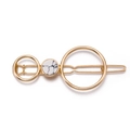 Close-up of geometric gold alloy hair clip with marble textured circular resin inlay - Figure 8 Shape White Marble Hair Clip (H48 8字白石)