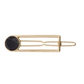 Detail of a gold rectangular hair clip featuring a black marble stone inlay decoration - Rectangular Black Marble Hair Clip (H53矩形黑石)