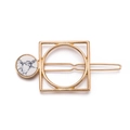Detail of a geometric hair clip with gold metal finish and white marble stone inlay - Geometric Rectangular White Marble Hair Clip (H6金色白石)