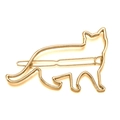 Detail shot of a minimalist gold hollow cat-shaped hair clip with smooth metallic finish - Gold Tone Cat Style