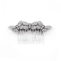 Vintage silver metal hair comb featuring three butterfly ornaments with 8-tooth grip - Antique Silver