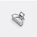 Detailed view of polished silver geometric semi-circle hair claw clip with strong spring - Small Black