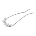 Detail showing elegant silver alloy U-shaped hairpin with five white gradient pearls - Pearl Set Silver