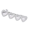 Minimalist silver alloy heart hair clip with four interconnected hearts on white background - Silver