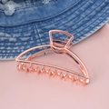 Molla per capelli in metallo oro rosa traforata su sfondo di cappello in denim di moda - Oro rosa