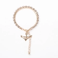 Handmade beaded multilayer bracelet with crystal beads and gold arrow charm for women - Gray Beads with Arrow Charm