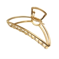 Detalle de una pinza para el pelo de metal dorado con muelle fuerte y dientes verticales - Estilo Creciente Hueco (Crescent 10cm) / Dorado