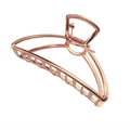 Detailed top view of a large rose gold metal hair claw clip with minimalist cutout design - Crescent Hollow Style (Crescent 10cm) / Rose Gold