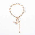 Double-layer beaded bracelet featuring Cupid bow pendant with gold and grey faceted beads - Gray White Beads with Arrow Charm
