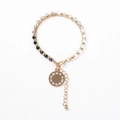 Handmade beaded crystal bracelet with multi-layered beads and a sparkling diamond pendant - 4-Color Gradient