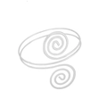 Dettaglio macro di un bracciale da braccio geometrico argento con spirale e design aperto - Argento Liscio