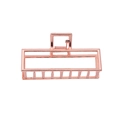 Detalle de una pinza para el cabello rectangular en metal oro rosa con acabado brillante - Estilo Cuadrado Hueco (Square 9cm) / Oro rosa