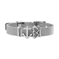 Bracciale in maglia milanese argento con ciondoli ancora e cuori intrecciati e fibbia - Color Acciaio